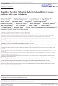 Cover page: Cognitive function following diabetic ketoacidosis in young children with type 1 diabetes