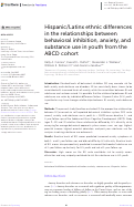 Cover page: Hispanic/Latinx ethnic differences in the relationships between behavioral inhibition, anxiety, and substance use in youth from the ABCD cohort