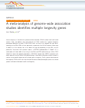 Cover page: A meta-analysis of genome-wide association studies identifies multiple longevity genes