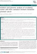 Cover page: Isolation and genomic analysis of circulating tumor cells from castration resistant metastatic prostate cancer