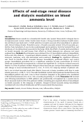 Cover page: Effects of end-stage renal disease and dialysis modalities on blood ammonia level.