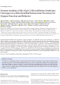 Cover page: Systems Analysis of the 22q11.2 Microdeletion Syndrome Converges on a Mitochondrial Interactome Necessary for Synapse Function and Behavior