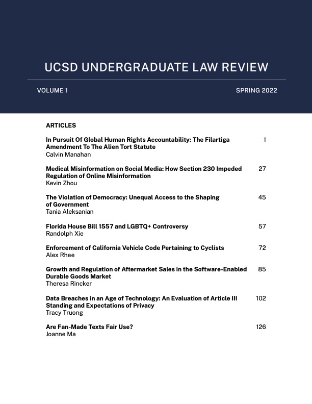 The Undergraduate Law Review at UC San Diego