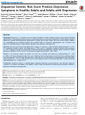 Cover page: Dopamine Genetic Risk Score Predicts Depressive Symptoms in Healthy Adults and Adults with Depression