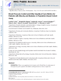 Cover page: Blood Pressure Control and Other Quality of Care Metrics for Patients with Obesity and Diabetes: A Population-Based Cohort Study