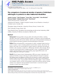 Cover page: The comparison of expressed emotion of parents of individuals with fragile X syndrome to other intellectual disabilities.