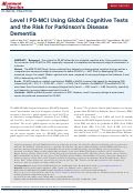 Cover page: Level I PD‐MCI Using Global Cognitive Tests and the Risk for Parkinson's Disease Dementia