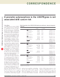 Cover page: A promoter polymorphism in the CASP8 gene is not associated with cancer risk