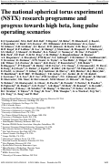 Cover page: The national spherical torus experiment (NSTX) research programme and progress towards high beta, long pulse operating scenarios