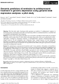 Cover page: Genomic predictors of remission to antidepressant treatment in geriatric depression using genome‐wide expression analyses: a pilot study