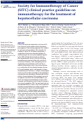 Cover page: Society for Immunotherapy of Cancer (SITC) clinical practice guideline on immunotherapy for the treatment of hepatocellular carcinoma