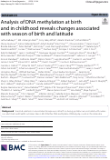 Cover page: Analysis of DNA methylation at birth and in childhood reveals changes associated with season of birth and latitude.