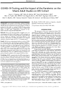 Cover page: COVID-19 Testing and the Impact of the Pandemic on the Miami Adult Studies on HIV Cohort