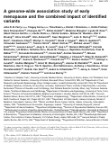 Cover page: A genome-wide association study of early menopause and the combined impact of identified variants