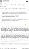 Cover page: Alternative Tobacco Product Use in Critically Ill Patients