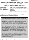 Cover page: Predictors of Successful Telephone Contact After Emergency Department-Based Recruitment into a Multicenter Smoking Cessation Cohort Study