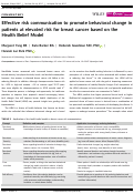 Cover page: Effective risk communication to promote behavioral change in patients at elevated risk for breast cancer based on the Health Belief Model