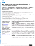 Cover page: New Polygenic Risk Score to Predict High Myopia in Singapore Chinese Children