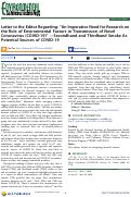 Cover page: Letter to the Editor Regarding: “An Imperative Need for Research on the Role of Environmental Factors in Transmission of Novel Coronavirus (COVID-19)” Secondhand and Thirdhand Smoke As Potential Sources of COVID-19