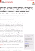 Cover page: Open-Label Crossover Oral Bioequivalence Pharmacokinetics Comparison for a 3-Day Loading Dose Regimen and 15-Day Steady-State Administration of SUBA-Itraconazole and Conventional Itraconazole Capsules in Healthy Adults