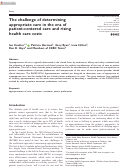 Cover page: The challenge of determining appropriate care in the era of patient-centered care and rising health care costs.