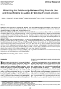 Cover page: Minimizing the Relationship Between Early Formula Use and Breastfeeding Cessation by Limiting Formula Volume