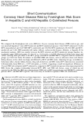 Cover page: Short Communication: Coronary Heart Disease Risk by Framingham Risk Score in Hepatitis C and HIV/Hepatitis C-Coinfected Persons