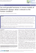 Cover page: Sex and gonadal hormones in mouse models of Alzheimer¿s disease: what is relevant to the human condition?