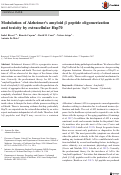 Cover page: Modulation of Alzheimer's amyloid β peptide oligomerization and toxicity by extracellular Hsp70