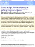 Cover page: Understanding the multidimensional cognitive deficits of logopenic variant primary progressive aphasia