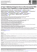 Cover page: A Type 1 Diabetes Polygenic Score Is Not Associated With Prevalent Type 2 Diabetes in Large Population Studies