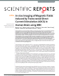 Cover page: In-vivo Imaging of Magnetic Fields Induced by Transcranial Direct Current Stimulation (tDCS) in Human Brain using MRI