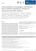 Cover page: Tumors defective in homologous recombination rely on oxidative metabolism: relevance to treatments with PARP inhibitors