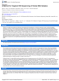 Cover page: A Method for Targeted 16S Sequencing of Human Milk Samples.