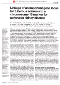 Cover page: Linkage of an important gene locus for tuberous sclerosis to a chromosome 16 marker for polycystic kidney disease