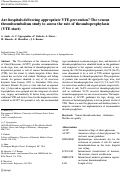 Cover page: Are hospitals delivering appropriate VTE prevention? The venous thromboembolism study to assess the rate of thromboprophylaxis (VTE start)