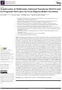 Cover page: Translocation of Methionine Adenosyl Transferase MAT2A and Its Prognostic Relevance for Liver Hepatocellular Carcinoma.