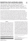 Cover page: Telehealth Policy, Practice, and Education: a Position Statement of the Society of General Internal Medicine