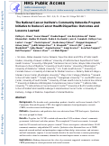 Cover page: The National Cancer Institute's Community Networks Program Initiative to Reduce Cancer Health Disparities: Outcomes and Lessons Learned