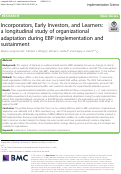 Cover page: Incorporators, Early Investors, and Learners: a longitudinal study of organizational adaptation during EBP implementation and sustainment