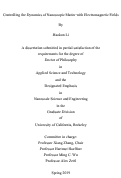 Cover page: Controlling the Dynamics of Nanoscopic Matter with Electromagnetic Fields