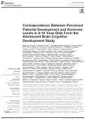 Cover page: Correspondence Between Perceived Pubertal Development and Hormone Levels in 9-10 Year-Olds From the Adolescent Brain Cognitive Development Study