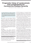 Cover page: Prognostic Value of Leukocytosis and Lymphopenia for Coronavirus Disease Severity - Volume 26, Number 8—August 2020 - Emerging Infectious Diseases journal - CDC