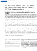 Cover page: The Association Between APOL1 Risk Alleles and Longitudinal Kidney Function Differs by HIV Viral Suppression Status