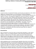 Cover page: Building a Balance: Housing Affordability and Environmental Protection in the USA