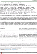 Cover page: Genetic Diversity and Association Studies in US Hispanic/Latino Populations: Applications in the Hispanic Community Health Study/Study of Latinos