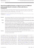 Cover page: Novel Susceptibility Variants at 10p12.31-12.2 for Childhood Acute Lymphoblastic Leukemia in Ethnically Diverse Populations