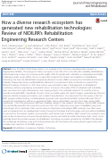 Cover page: How a diverse research ecosystem has generated new rehabilitation technologies: Review of NIDILRR’s Rehabilitation Engineering Research Centers