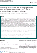 Cover page: Artifact quantification and tractography from 3T MRI after placement of aneurysm clips in subarachnoid hemorrhage patients