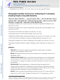 Cover page: Meaningful Activities and Sources of Meaning for Community-Dwelling People Living with Dementia.